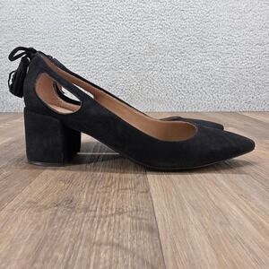 FS/NY Theron‎ Black Suede Pointed Toe Block Heel Pumps with Tassels Size 6.5